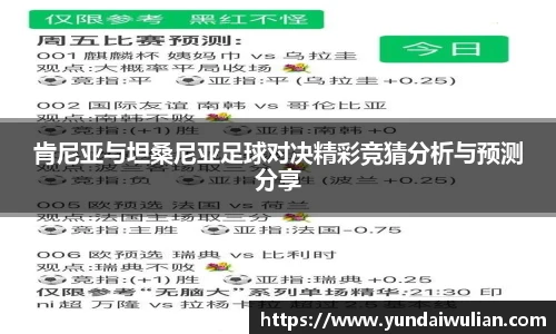 肯尼亚与坦桑尼亚足球对决精彩竞猜分析与预测分享